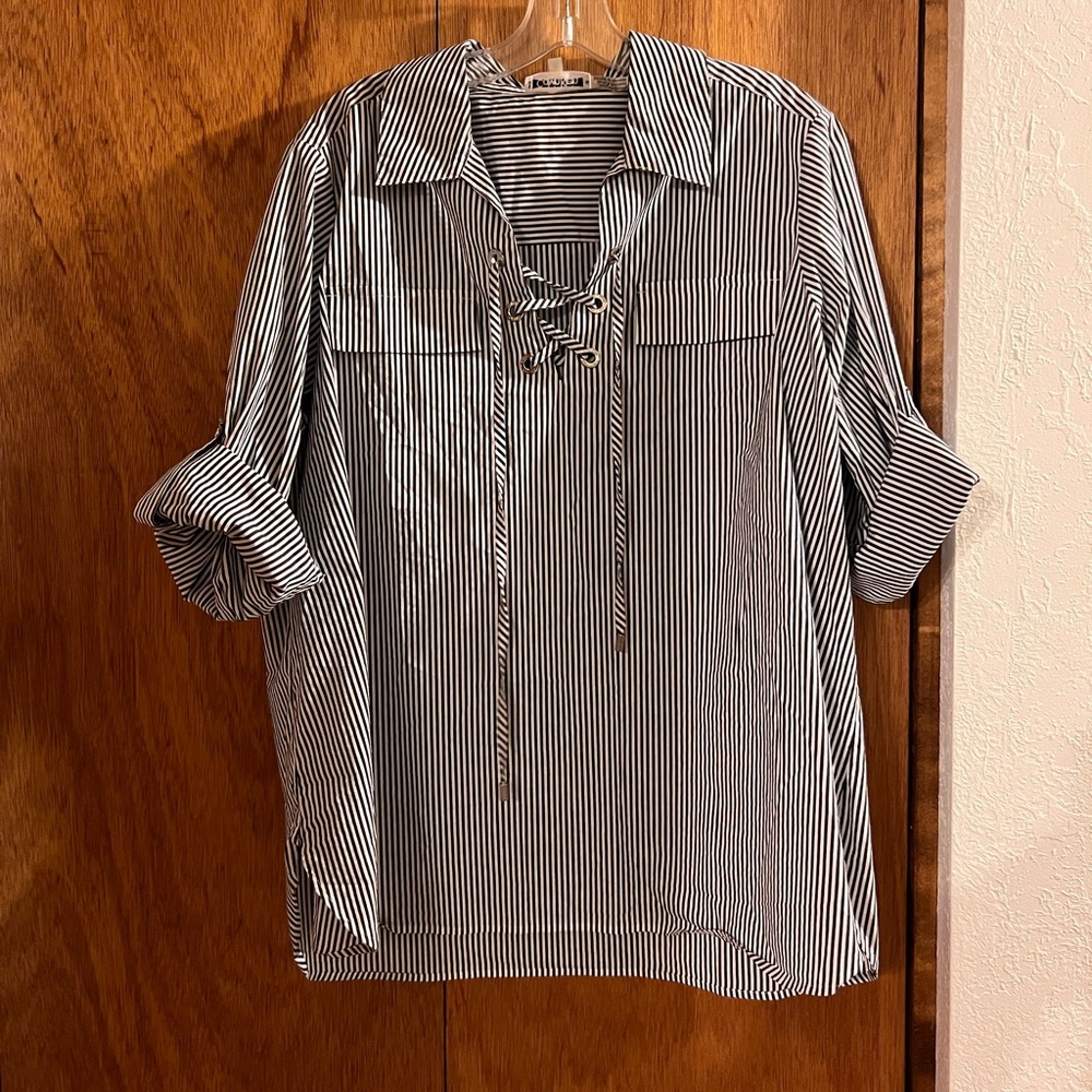 Calvin Klein Striped v-neck blouse